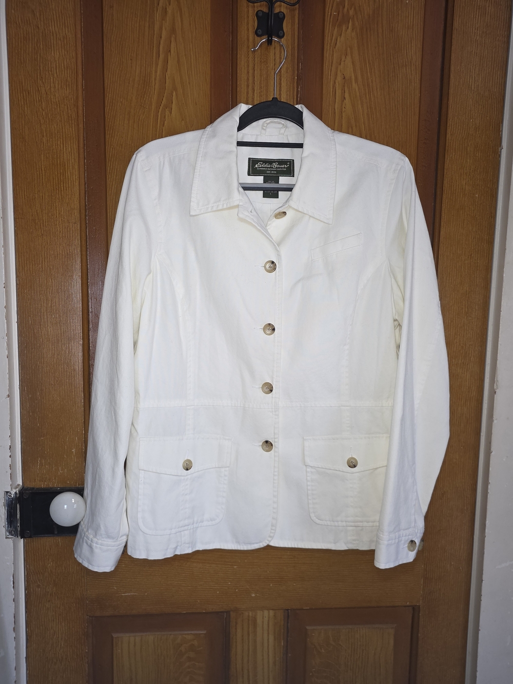 Eddie Bauer Women's Off-White Button-Front Cotton Jacket